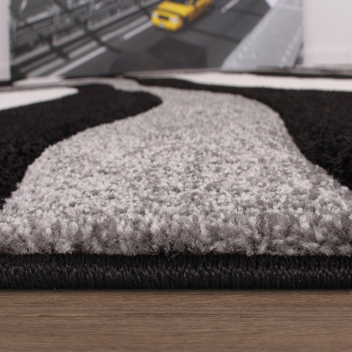 Tapis design à découpe contour et motif vague moderne