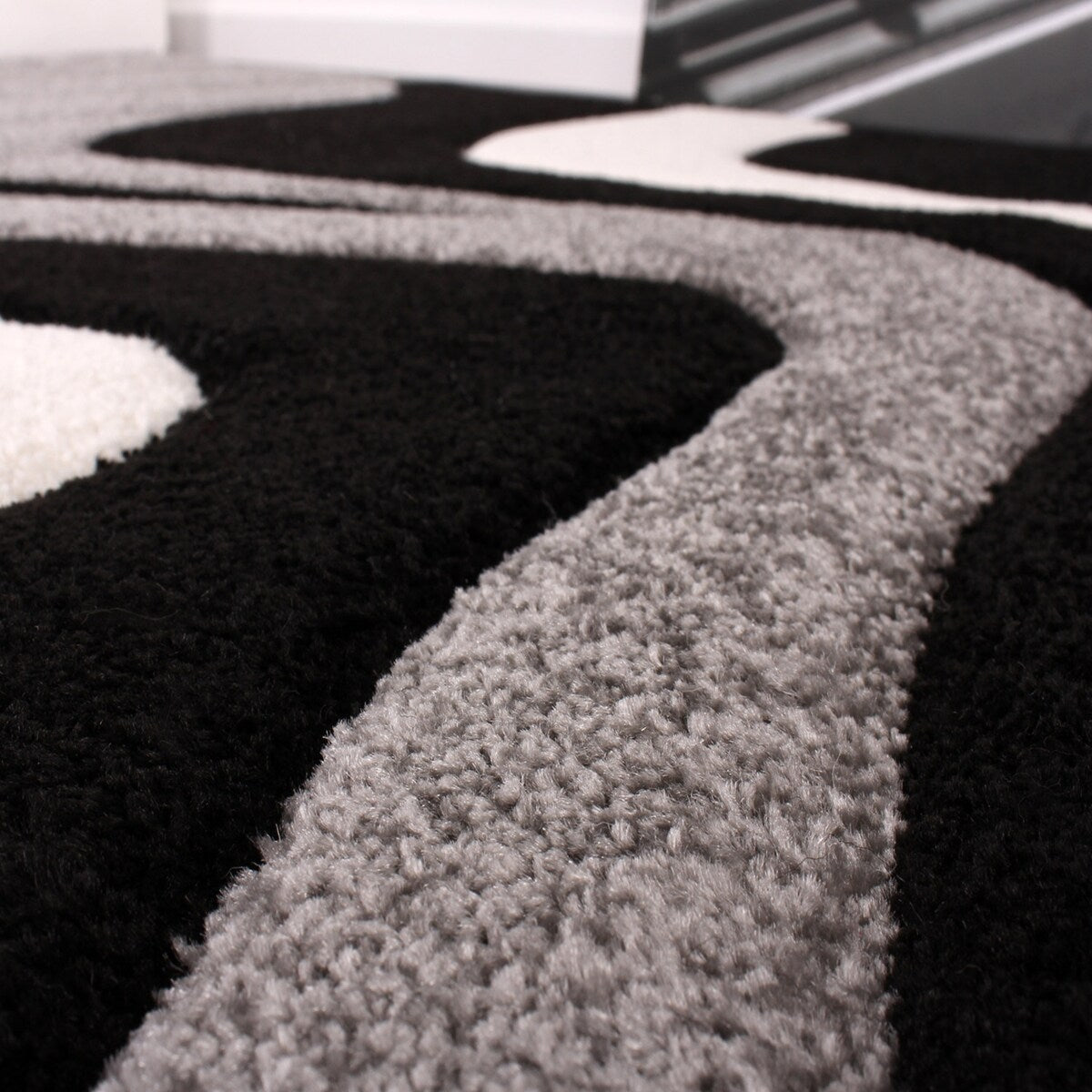 Tapis design à découpe contour et motif vague moderne