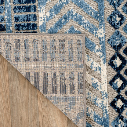 Tapis d'intérieur/extérieur géométrique vieilli World Rug Gallery