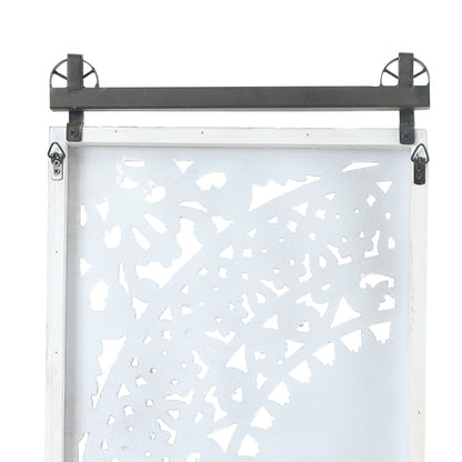 Décoration murale en bois blanc ivoire vieilli avec des accents noirs (lot de 2)