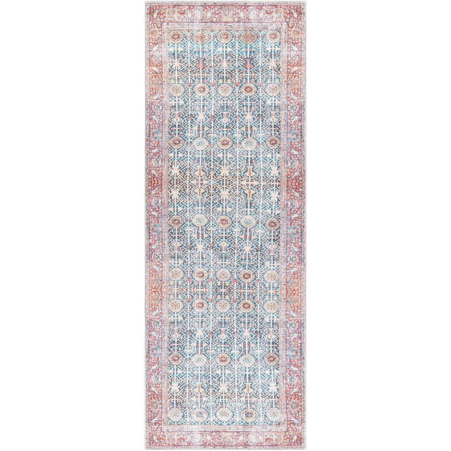 Tapis Domitian traditionnel vintage lavable en machine, tissé artistiquement