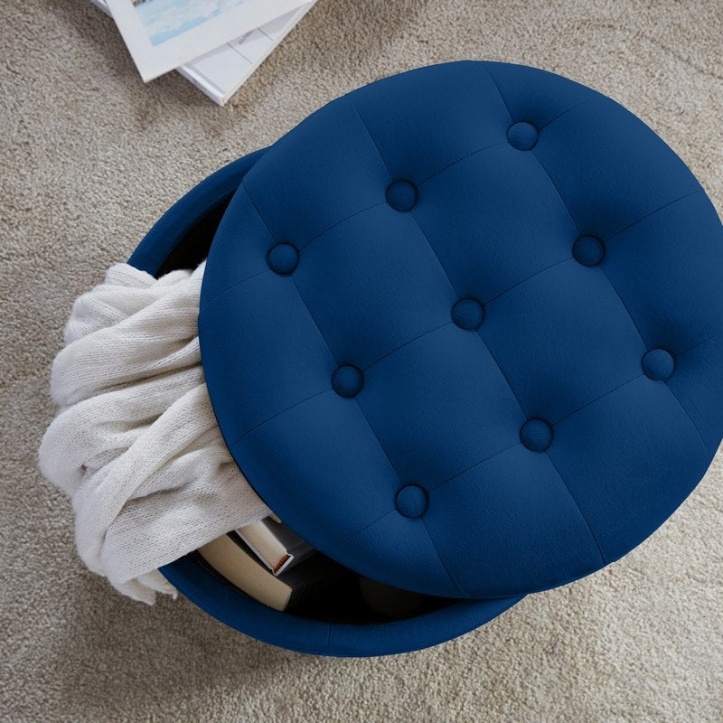 Pouf de rangement rond capitonné Donovan