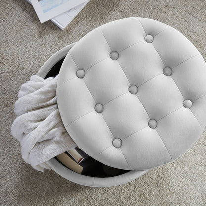 Pouf de rangement rond capitonné Donovan