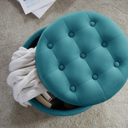 Pouf de rangement rond capitonné Donovan