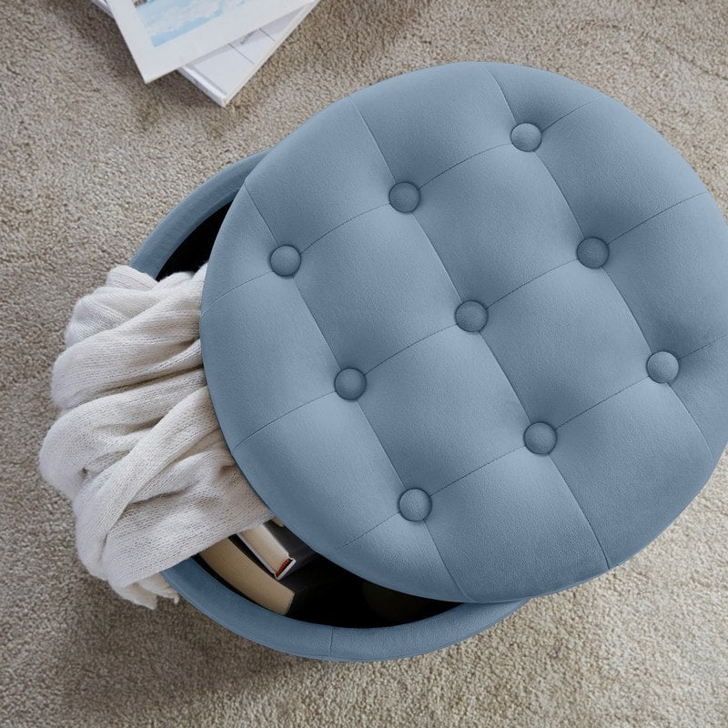 Pouf de rangement rond capitonné Donovan