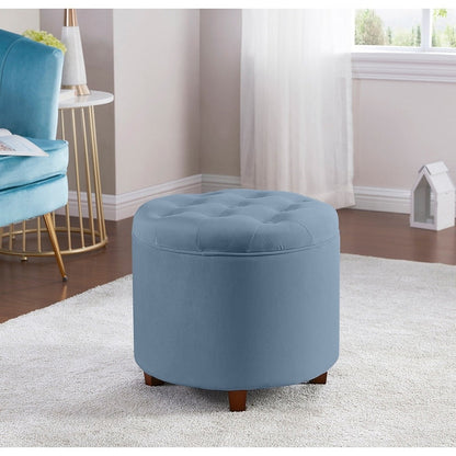 Pouf de rangement rond capitonné Donovan