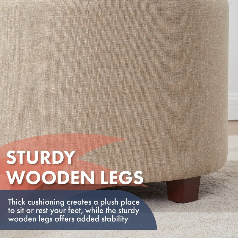 Pouf de rangement rond capitonné Donovan