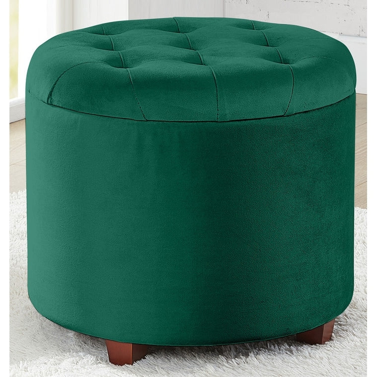 Pouf de rangement rond capitonné Donovan