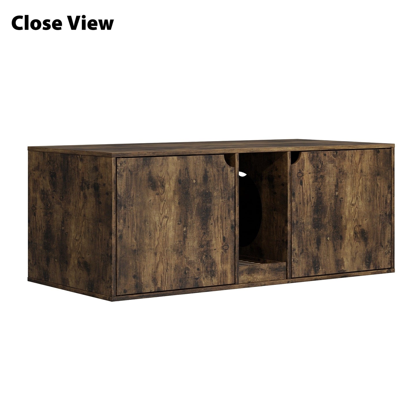 Meuble multifonctionnel pour bac à litière à double compartiment