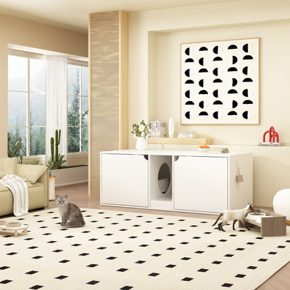 Meuble multifonctionnel pour bac à litière à double compartiment