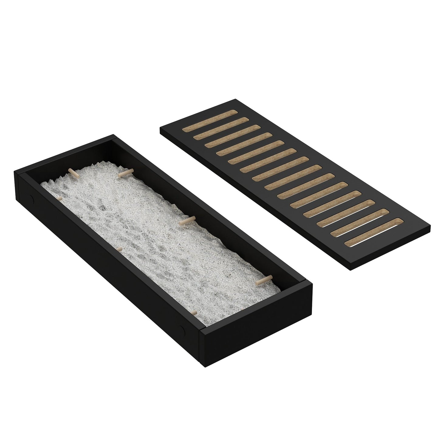 Meuble multifonctionnel pour bac à litière à double compartiment