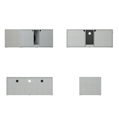 Meuble multifonctionnel pour bac à litière à double compartiment