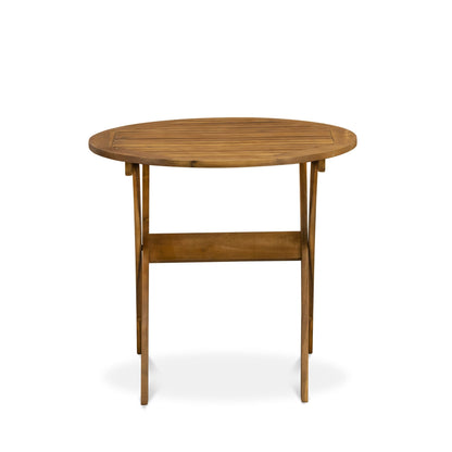 L'ensemble de bistrot de conversation d'extérieur East West Furniture comprend une table basse ronde en bois et 2 chaises pliantes, huile naturelle