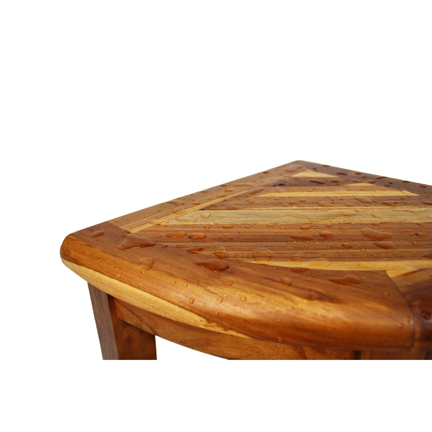 EcoDecors, Banc de douche élégant en teck, Tabouret de douche en teck, Tabouret de douche d'angle, Banc de douche d'angle en teck, Avec étagère