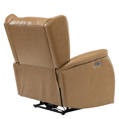 Fauteuil inclinable électrique en cuir véritable Eduardo avec port USB, lot de 2