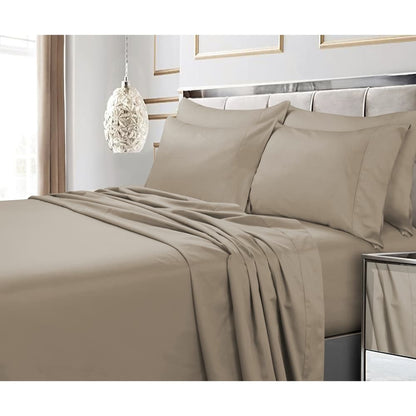Ensemble de draps 6 pièces en coton égyptien 600 fils/cm² à poches extra profondes