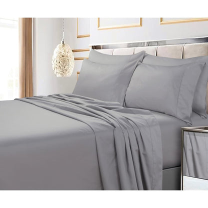 Ensemble de draps 6 pièces en coton égyptien 600 fils/cm² à poches extra profondes