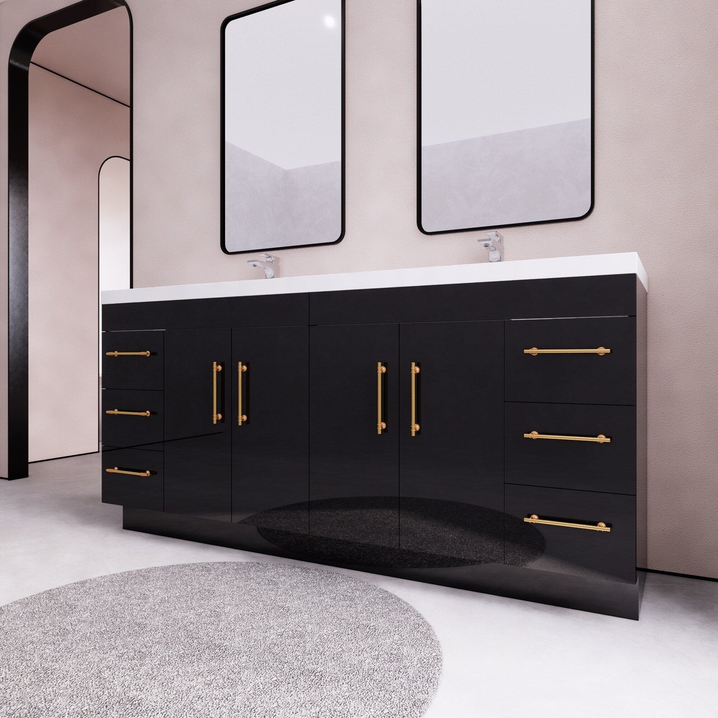 Meuble-lavabo autoportant Eliza de 72 po avec double vasque