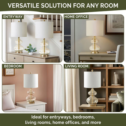 Lampe de table en verre en forme de gourde incurvée, lot de 2