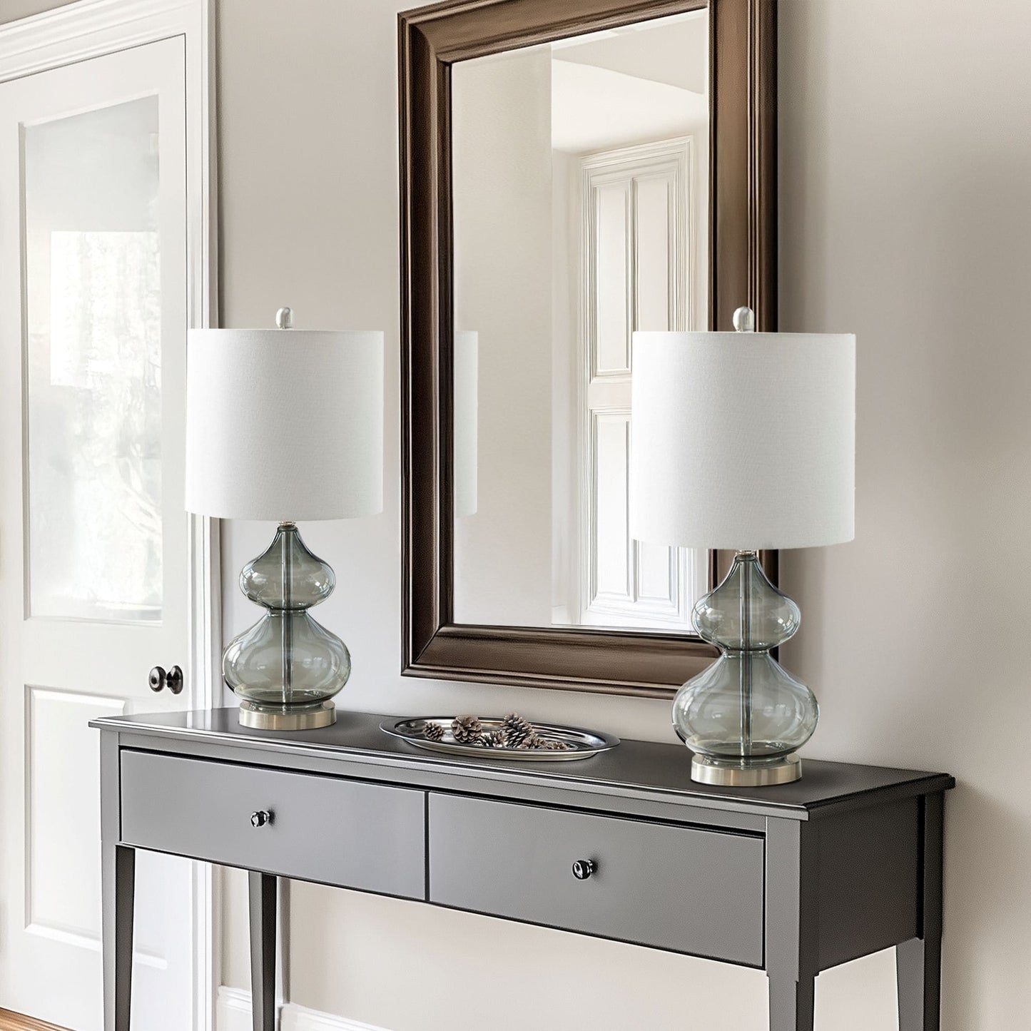 Lampe de table en verre en forme de gourde incurvée, lot de 2