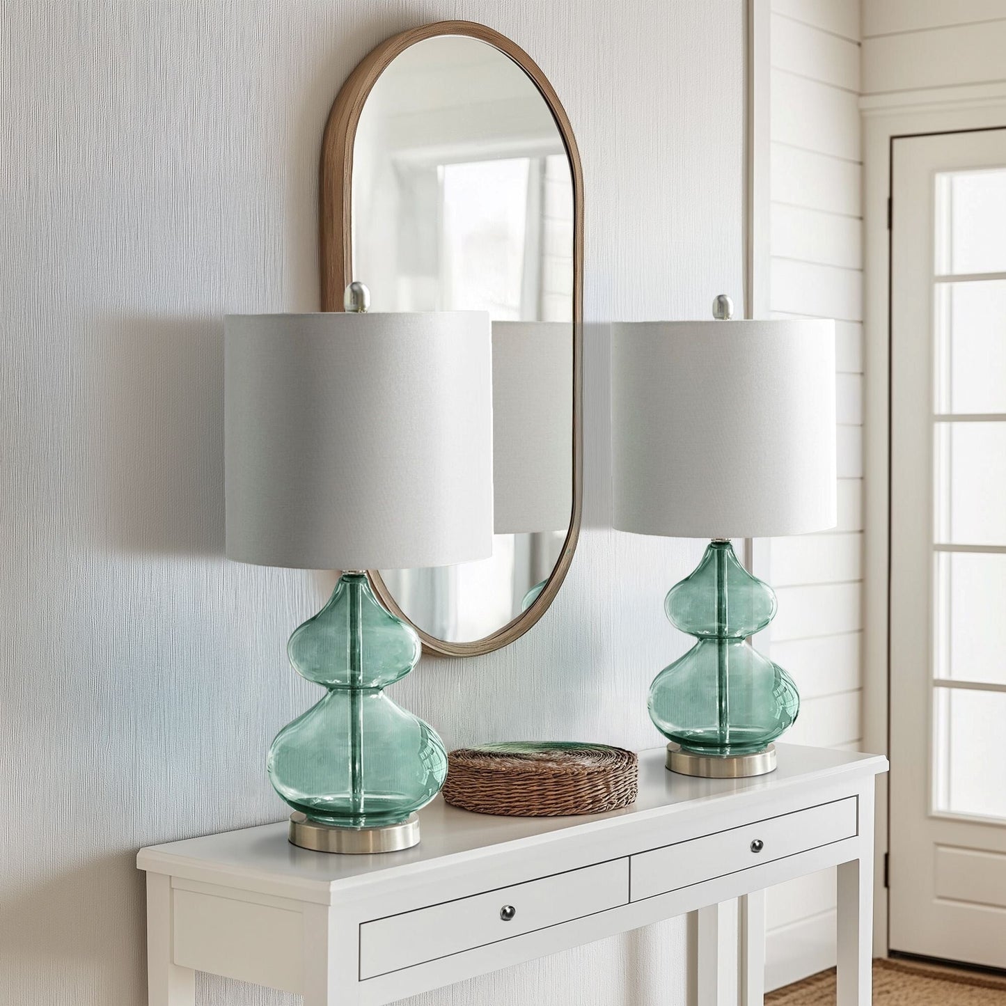 Lampe de table en verre en forme de gourde incurvée, lot de 2