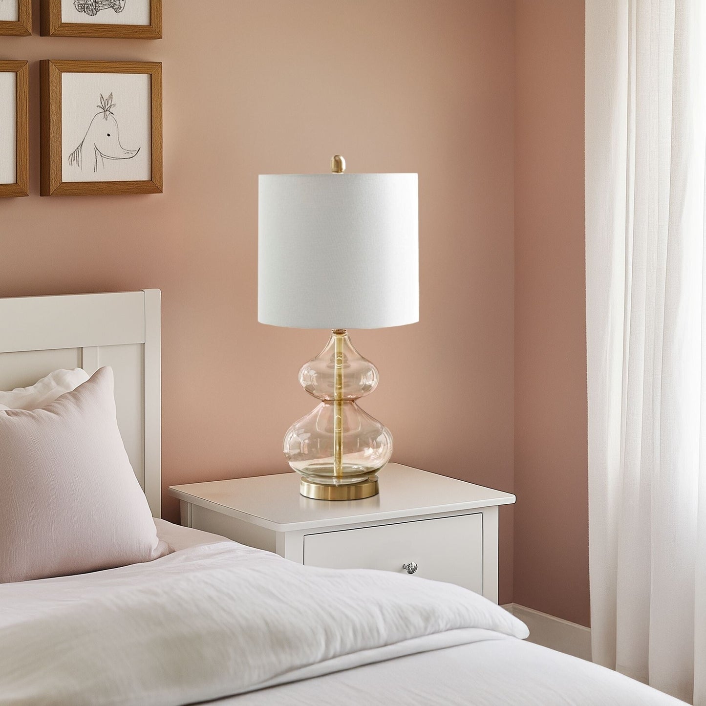 Lampe de table en verre en forme de gourde incurvée, lot de 2