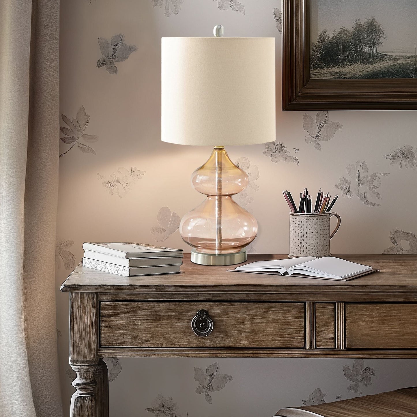 Lampe de table en verre en forme de gourde incurvée, lot de 2