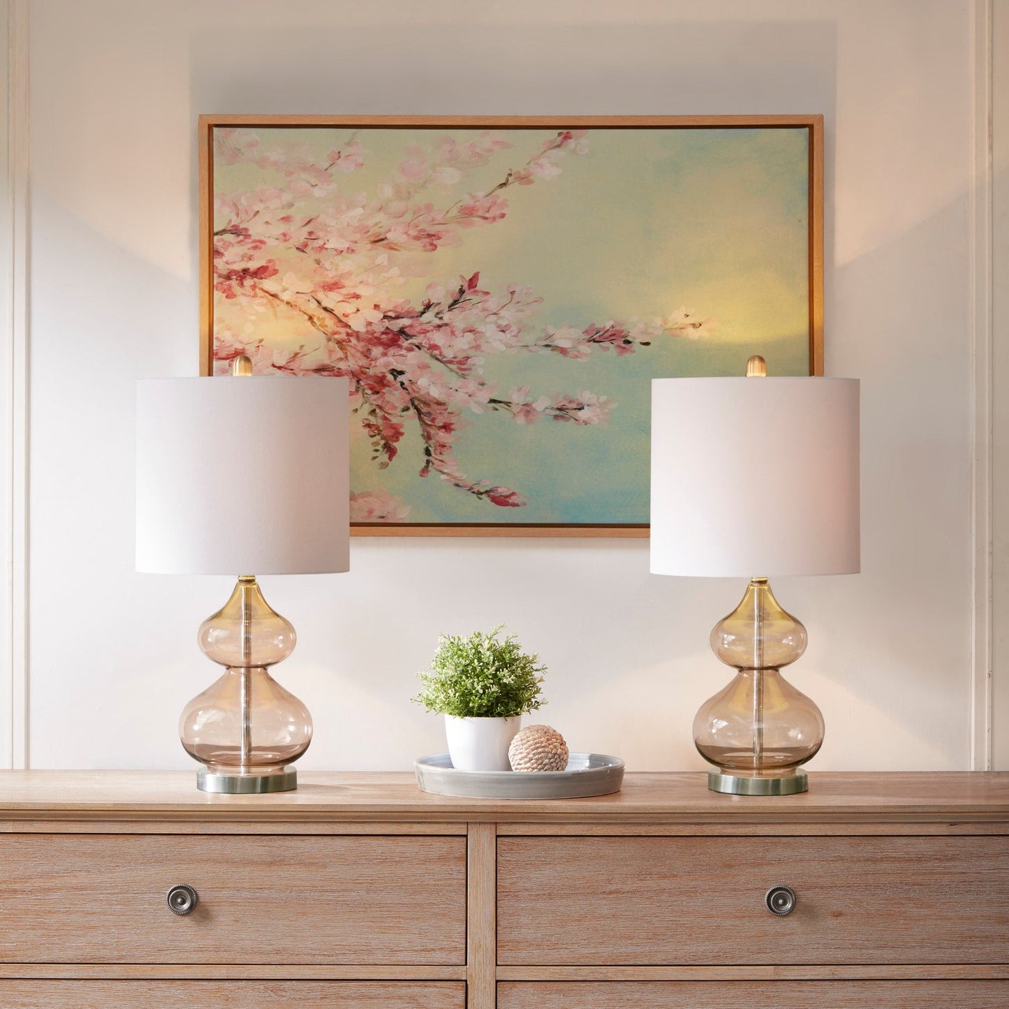 Lampe de table en verre en forme de gourde incurvée, lot de 2