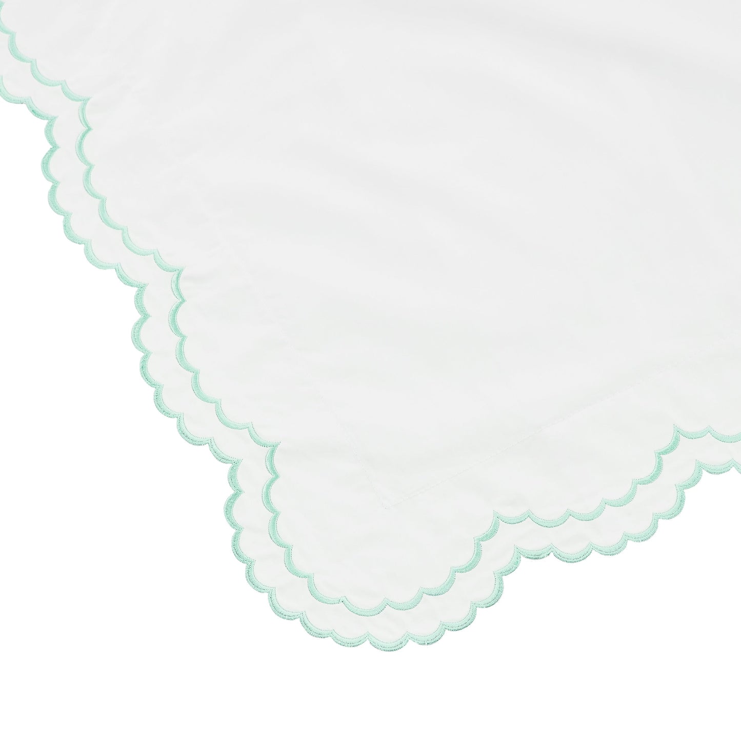 Parure de lit double festonnée en percale de coton frais brodée avec taie d'oreiller