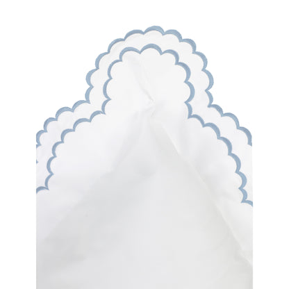 Parure de lit double festonnée en percale de coton frais brodée avec taie d'oreiller