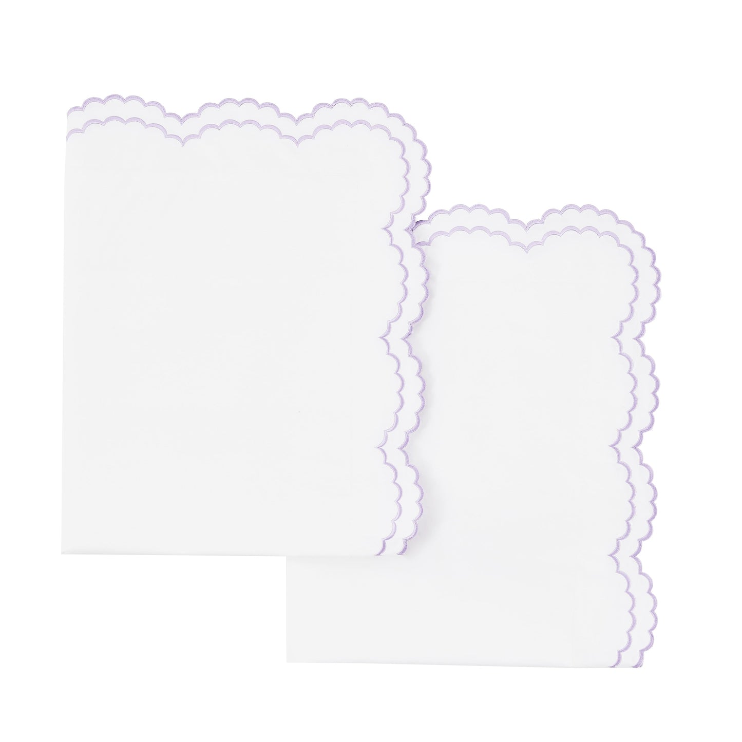 Parure de lit double festonnée en percale de coton frais brodée avec taie d'oreiller