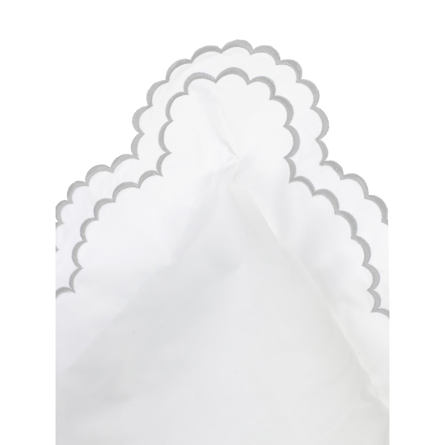 Parure de lit double festonnée en percale de coton frais brodée avec taie d'oreiller