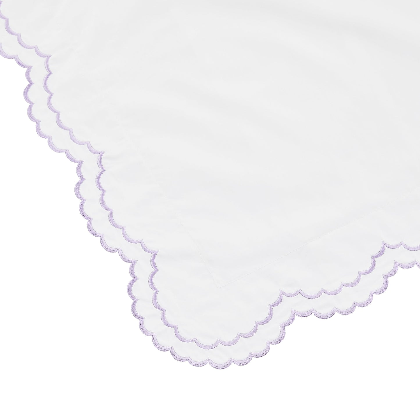 Parure de lit double festonnée en percale de coton frais brodée avec taie d'oreiller