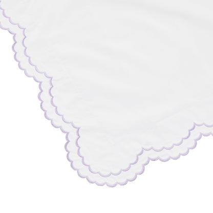 Parure de lit double festonnée en percale de coton frais brodée avec taie d'oreiller