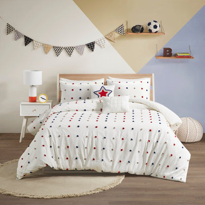 Ensemble de couette à pompons Ensley en coton jacquard par Intelligent Design Kids