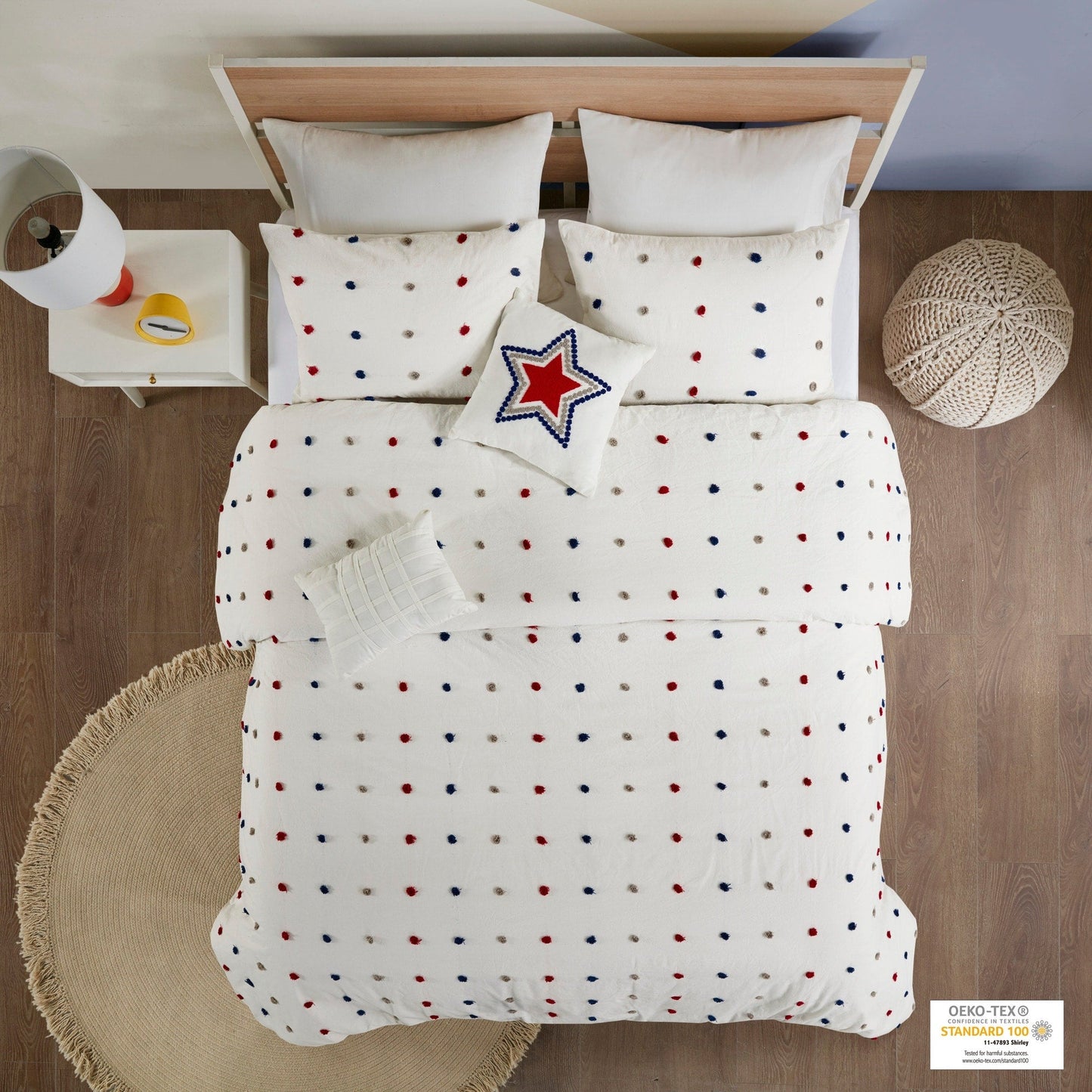 Ensemble de couette à pompons Ensley en coton jacquard par Intelligent Design Kids