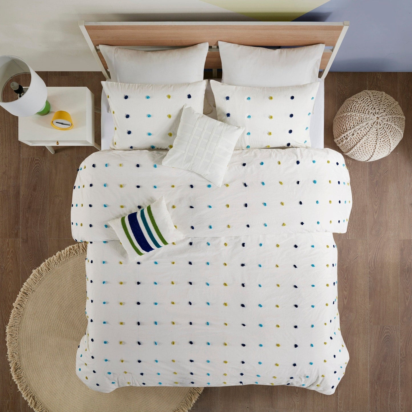 Ensemble de couette à pompons Ensley en coton jacquard par Intelligent Design Kids