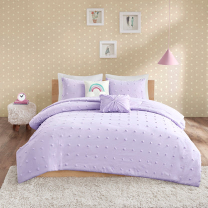 Ensemble de couette à pompons Ensley en coton jacquard par Intelligent Design Kids
