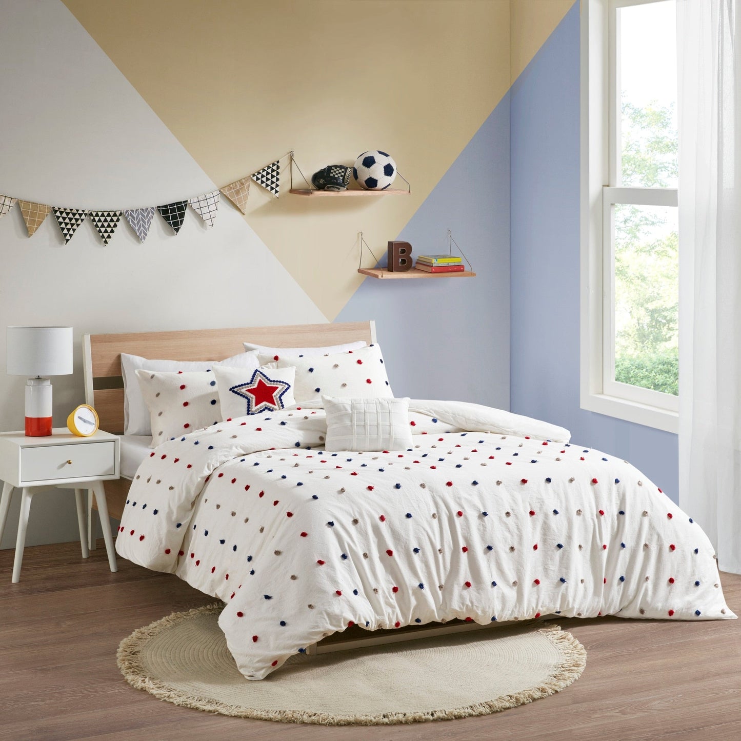 Ensemble de couette à pompons Ensley en coton jacquard par Intelligent Design Kids