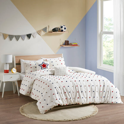 Ensemble de couette à pompons Ensley en coton jacquard par Intelligent Design Kids