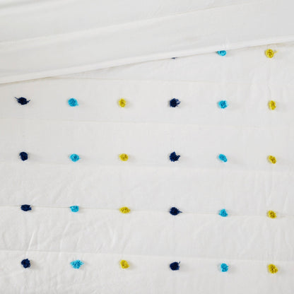 Ensemble de courtepointe en coton jacquard à pompons Ensley pour enfants Intelligent Design avec coussins décoratifs