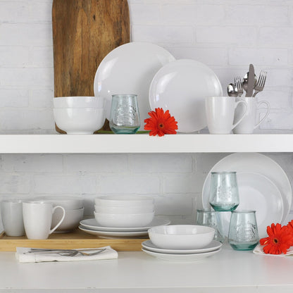 Service de table essentiel en porcelaine blanche Euro Ceramica 16 ou 32 pièces