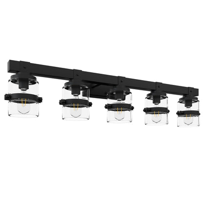 Appliques murales ExBrite Farmhouse à 3 lumières, intensité variable, en fer noir pour salle de bain