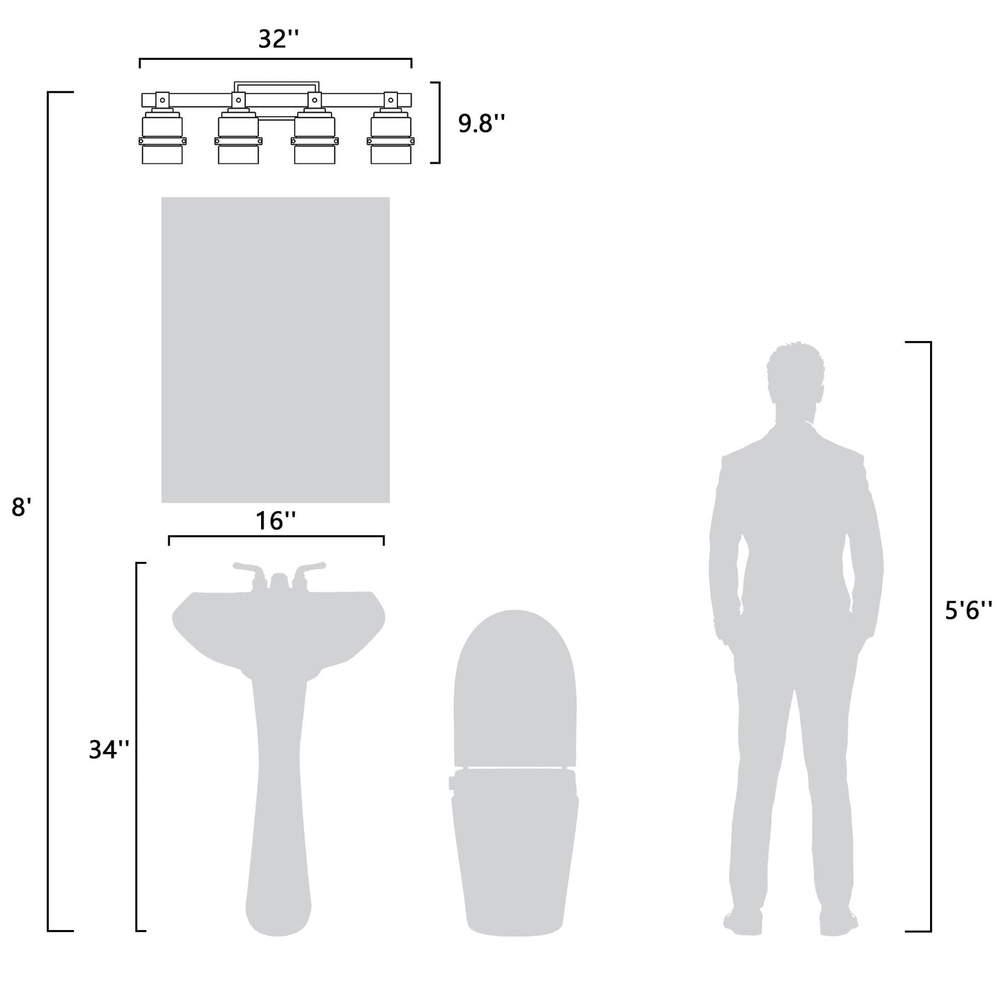 Appliques murales ExBrite Farmhouse à 3 lumières, intensité variable, en fer noir pour salle de bain