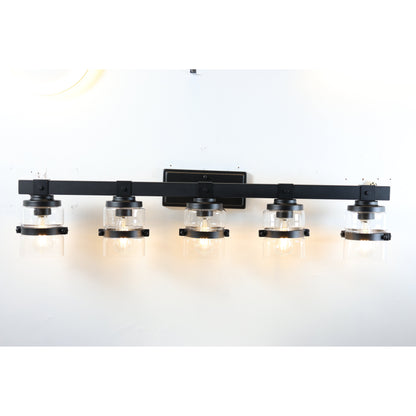 Appliques murales ExBrite Farmhouse à 3 lumières, intensité variable, en fer noir pour salle de bain