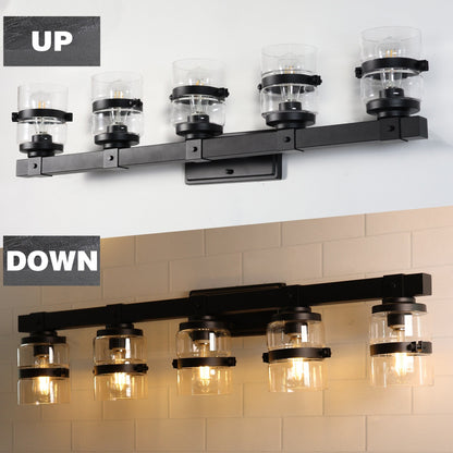 Appliques murales ExBrite Farmhouse à 3 lumières, intensité variable, en fer noir pour salle de bain