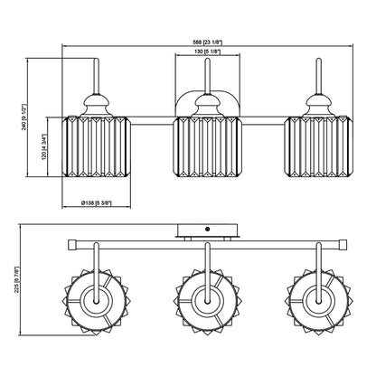 Appliques murales ExBrite modernes en or rose, à 1/2/3/4/5 lumières, avec variateur en cristal, pour salle de bain