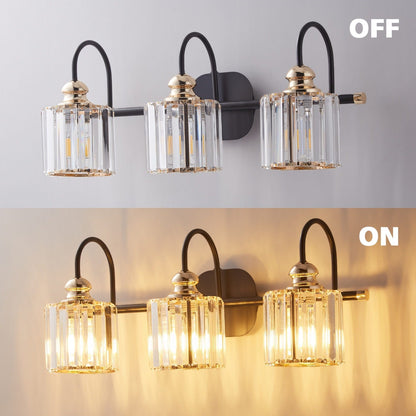 Appliques murales ExBrite modernes en or rose, à 1/2/3/4/5 lumières, avec variateur en cristal, pour salle de bain