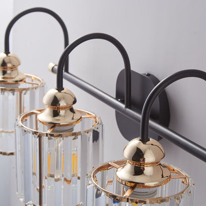 Appliques murales ExBrite modernes en or rose, à 1/2/3/4/5 lumières, avec variateur en cristal, pour salle de bain