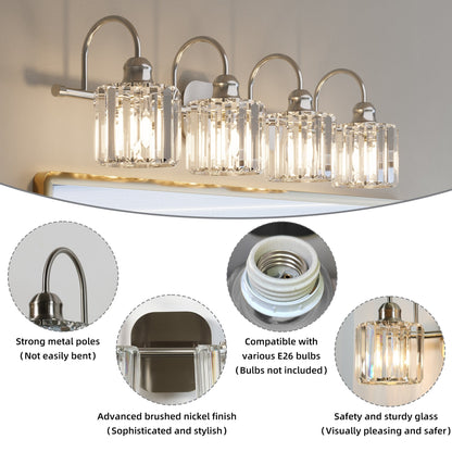 Appliques murales ExBrite modernes en or rose, à 1/2/3/4/5 lumières, avec variateur en cristal, pour salle de bain